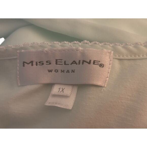 Miss Elaine Light Green Long Nightgown, Loungewear, Plus Size 1X - Picture 4 of 5